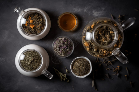 中国茶道茶艺海罐子里的花茶设计图片