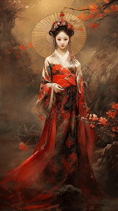 传统服装的女性背景图片