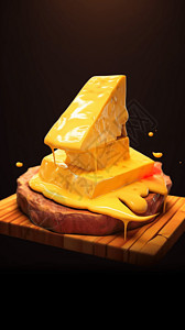 纯菲力牛排主图美味的菲力奶酪牛排插画