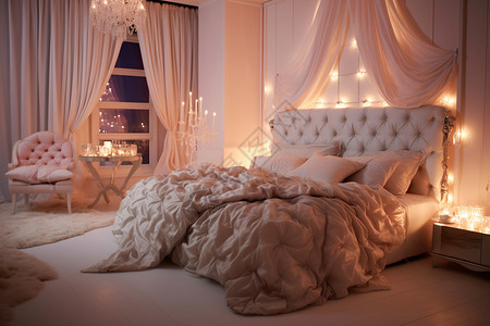 美丽吊灯豪华的卧室装饰设计图片