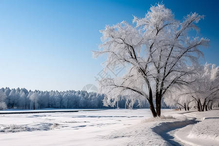 树木上的冰雪图片