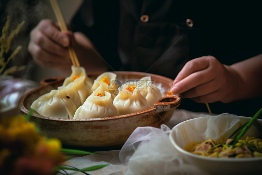 美味烹饪的小笼包图片