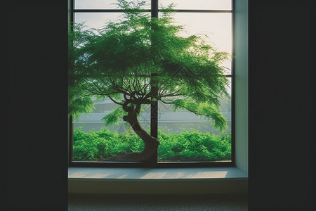 窗外的植物背景图片