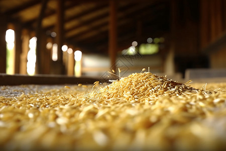 谷仓溢出的米粒图片