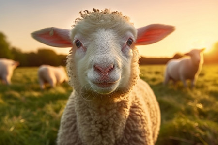 可爱小绵羊温顺的小绵羊背景