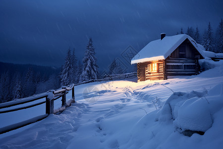 夜景雪景冬天的雪景背景