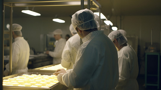 工人设备食品加工厂的无菌环境设计图片