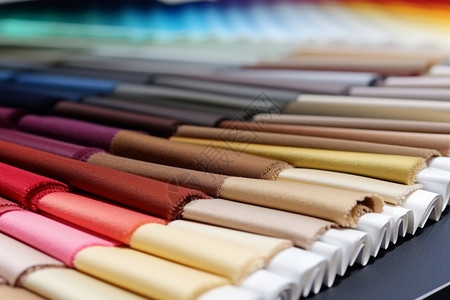叠放着不同颜色的织布样品高清图片