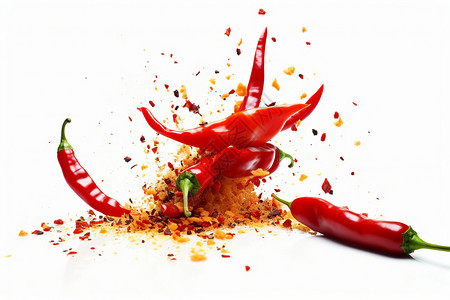 红辣椒干红辣椒和辣椒粉设计图片