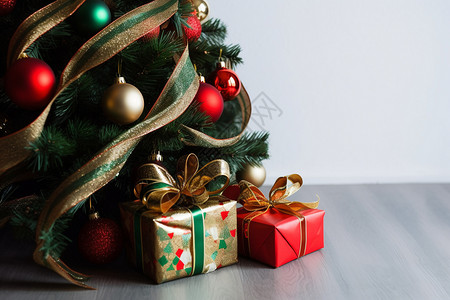 圣诞节的装饰和礼物背景图片