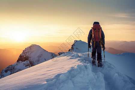 徒步登雪山图片