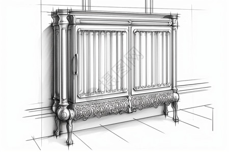 家具柜散热器的设计草图插画