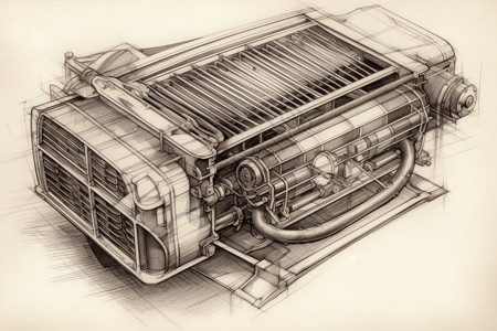 引擎制造汽车变速箱冷却器细节图插画