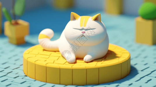 晒太阳的猫肥胖的卡通猫设计图片
