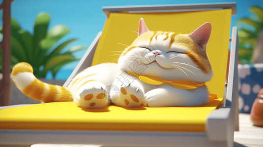 黄色的猫可爱的橘猫在阳光下睡觉设计图片