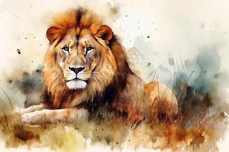 凶猛的狮子插画背景图片
