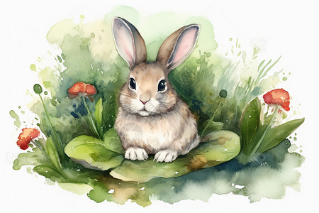 可爱的水彩兔子图片