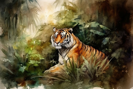 丛林中威武的老虎图片
