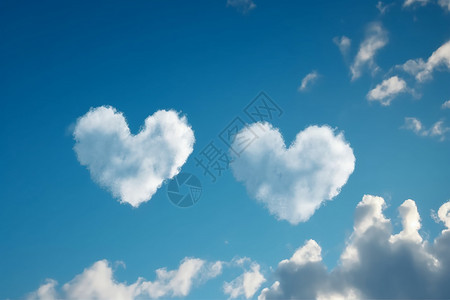 爱情纯洁两朵心形云设计图片