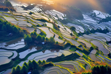 梯田种植云南元阳梯田背景