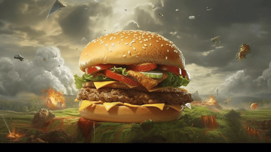 山上的汉堡背景图片