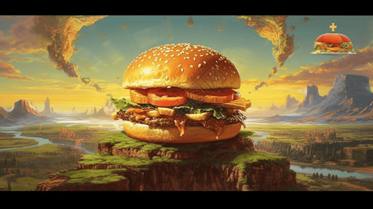 汉堡美食海报汉堡包海报插画