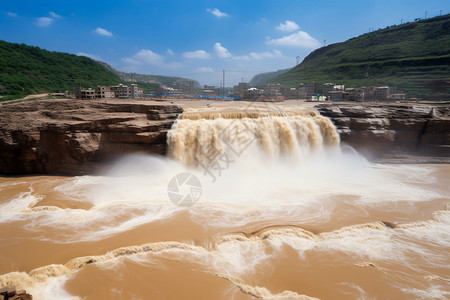 黄河瀑布背景图片