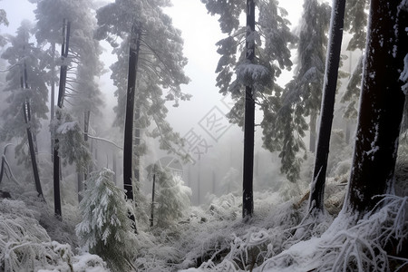 美丽的森林雪景图片