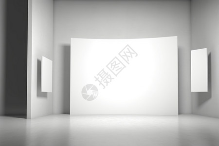 白色装饰框架3d房间空白装饰设计图片