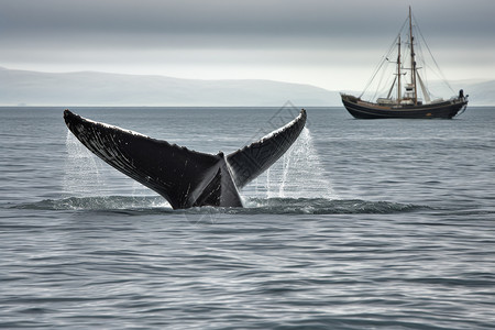 太平洋巨人座头鲸背景