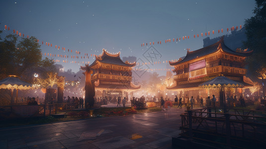 传统节日城市广场背景图片