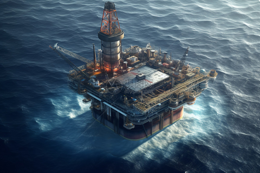 海上石油钻井平台的概念图图片