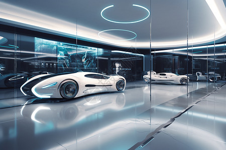 色的运动型多用途汽车时尚未来派汽车展厅设计图片