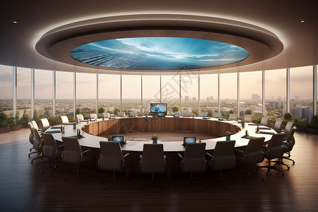 360度全景的数字会议室设计图片