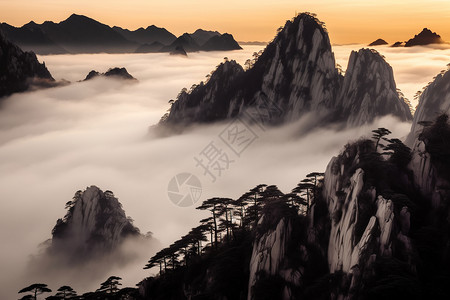 墨黄山自然美景图片