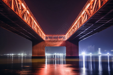 英武洲长江大桥夜景工业建筑的自然景观背景