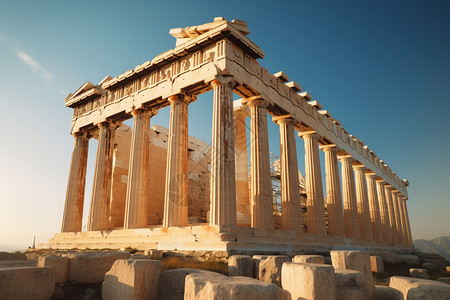 雅典卫城古代建筑背景图片