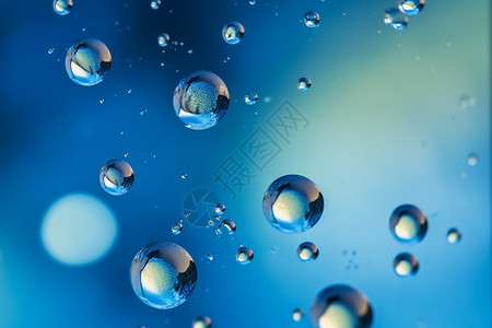 抽象油滴气泡蓝色背景背景图片