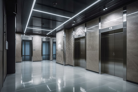 电梯门套现代办公楼电梯间设计图片