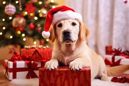 可爱的圣诞小狗背景图片