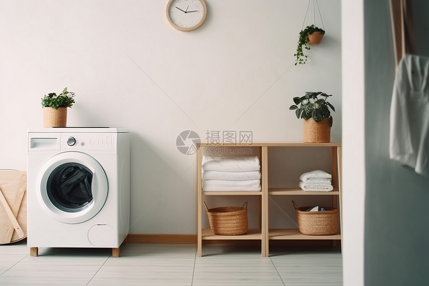 房间的洗衣机图片