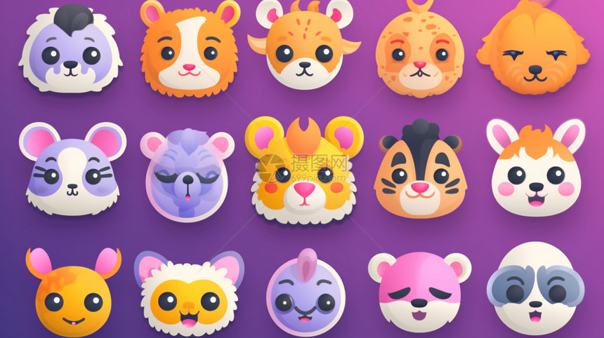 可爱动物emojis贴纸图片