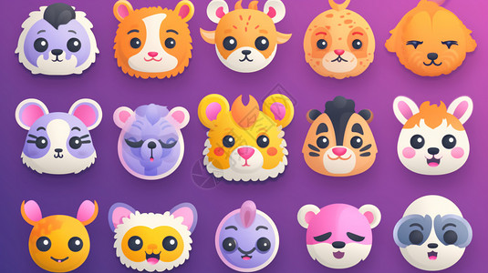 可爱动物emojis贴纸高清图片