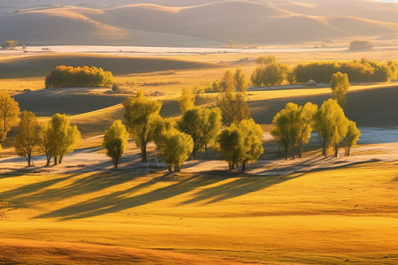 秋天的乌兰布通草原景色图片