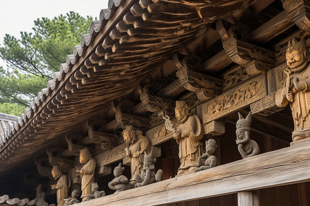 佛光寺古建筑的房顶背景