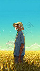 站在田间的农民图片