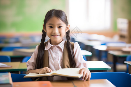 教室里的小女孩背景图片