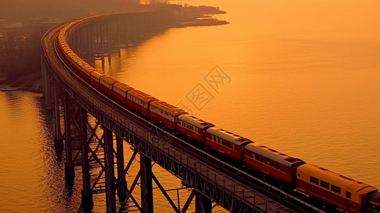 火车驶过大桥背景图片