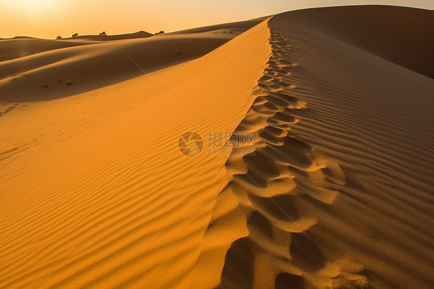 日落时沙漠的自然景观图片
