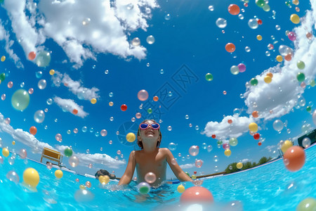 游泳池的玩具球背景图片